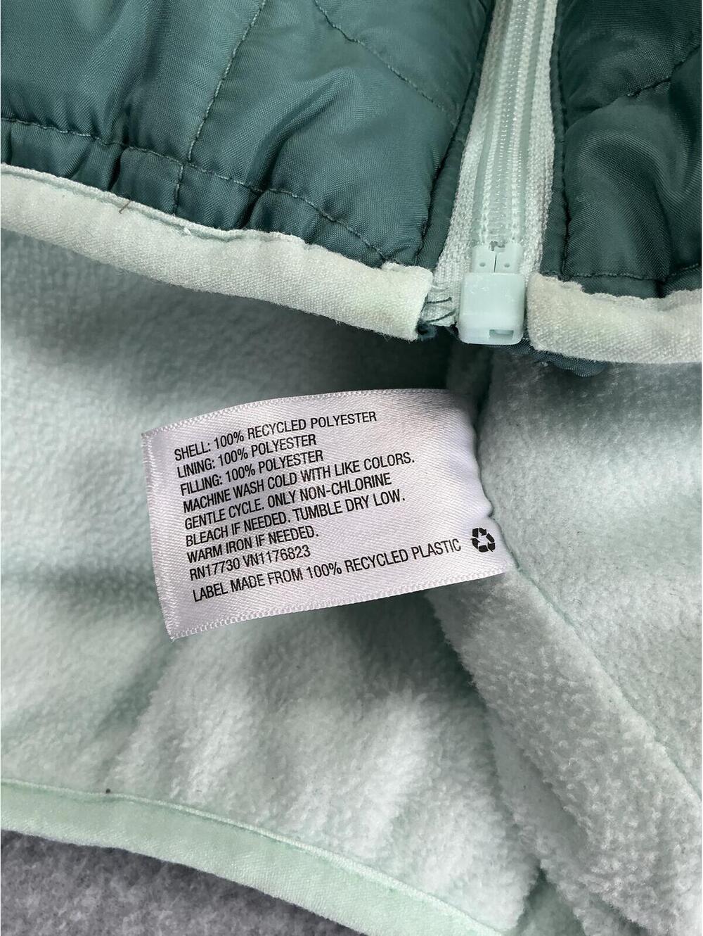 Cat & Jack Girls Quilted Hooded Puffer Jacket Green XL Fleece Lined - Picture 4 of 9